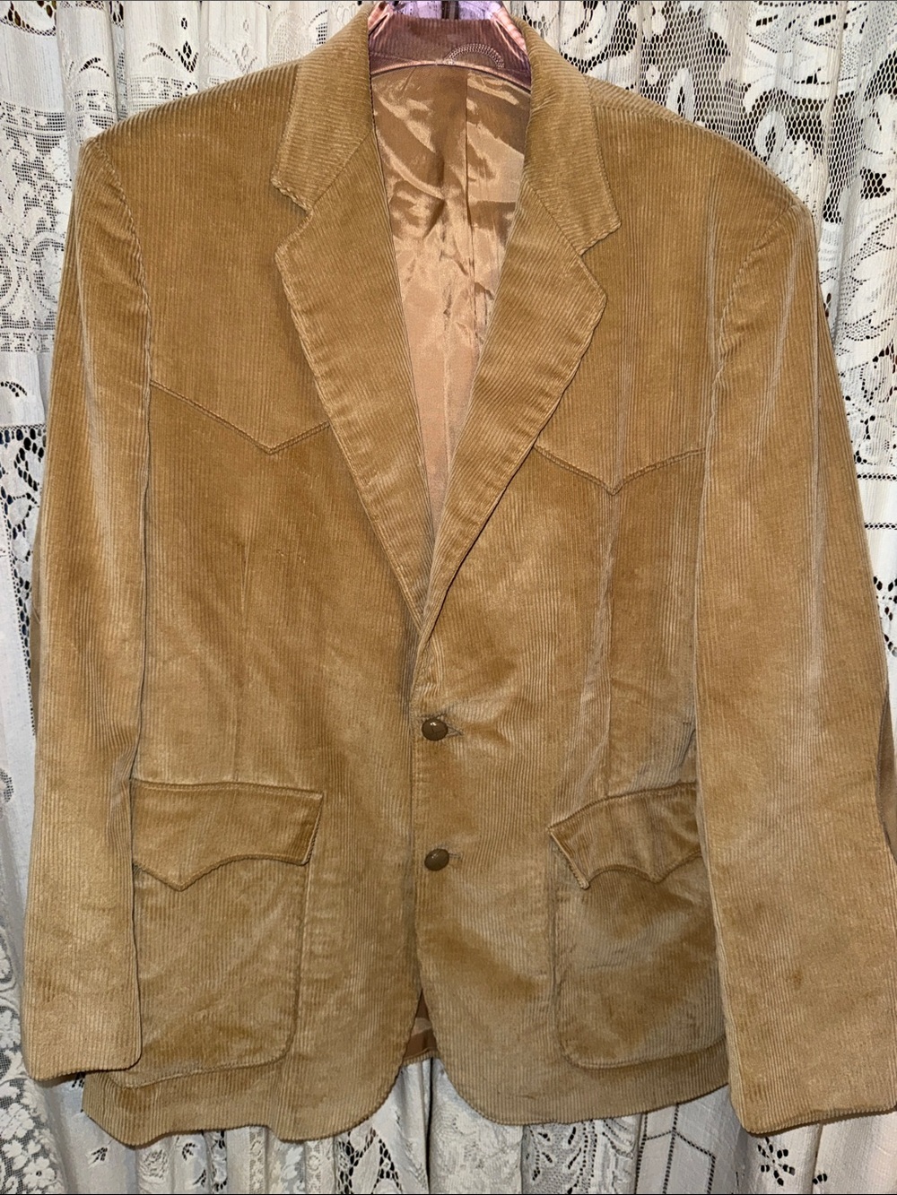 Vintage western Wrangler Men's Tan Corduroy Sport Coat